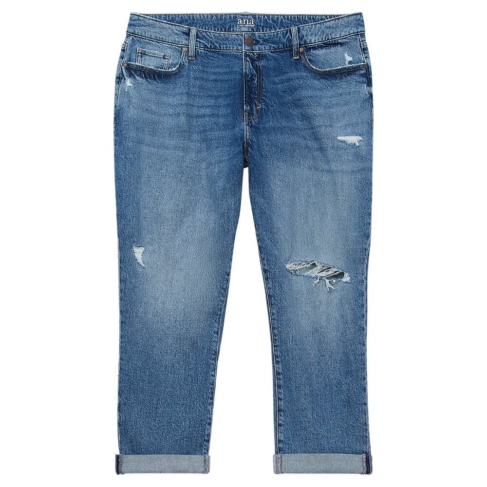 New! A.N.A Mid-Rise Boyfriend Blue Jeans Distressed